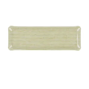 Fabric Tray Oblong Stripe Green and White