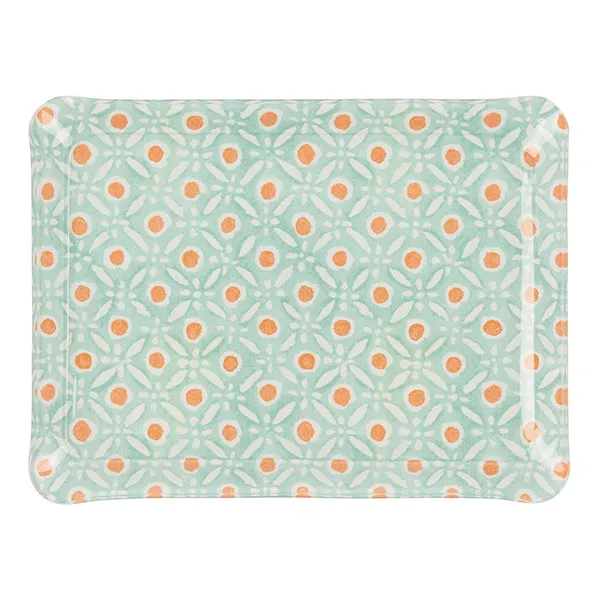 Fabric Tray Small Batik Dots Aqua/Coral