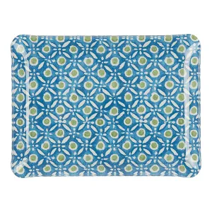 Fabric Tray Small Batik Dots Blue/Green