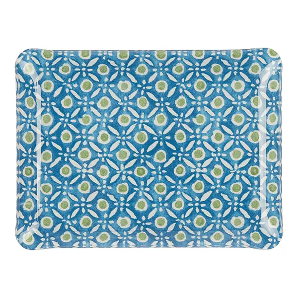 Fabric Tray Small Batik Dots Blue/Green