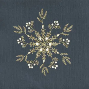 Francoise Paviot "Fleur Des Neiges Navy Blue" Cocktail Napkin