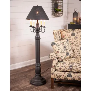 General James Floor Lamp Americana Black with Textured Black Tin Shade