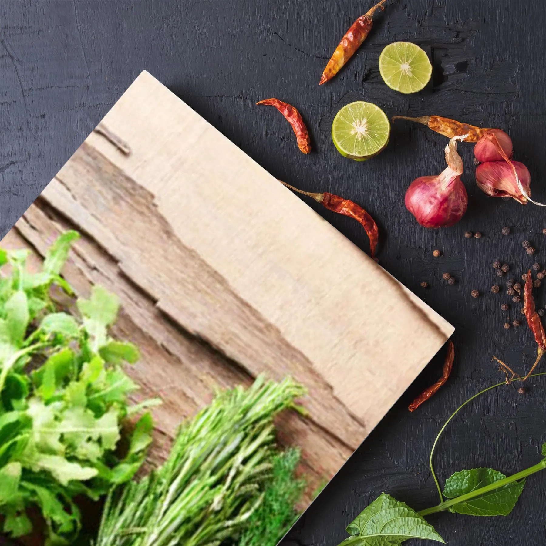 Glass Cutting Boards with Herbs Design