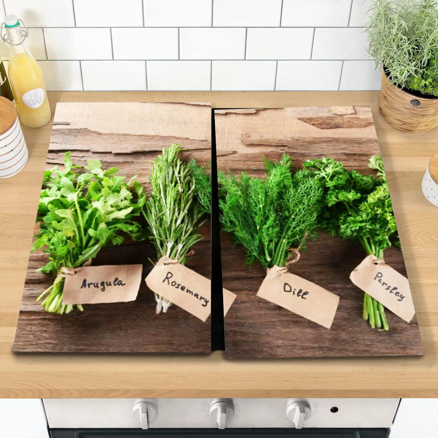 Glass Cutting Boards with Herbs Design