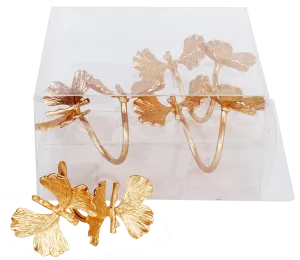 Gold Butterflies Napkin Ring set of 4/pvc box,