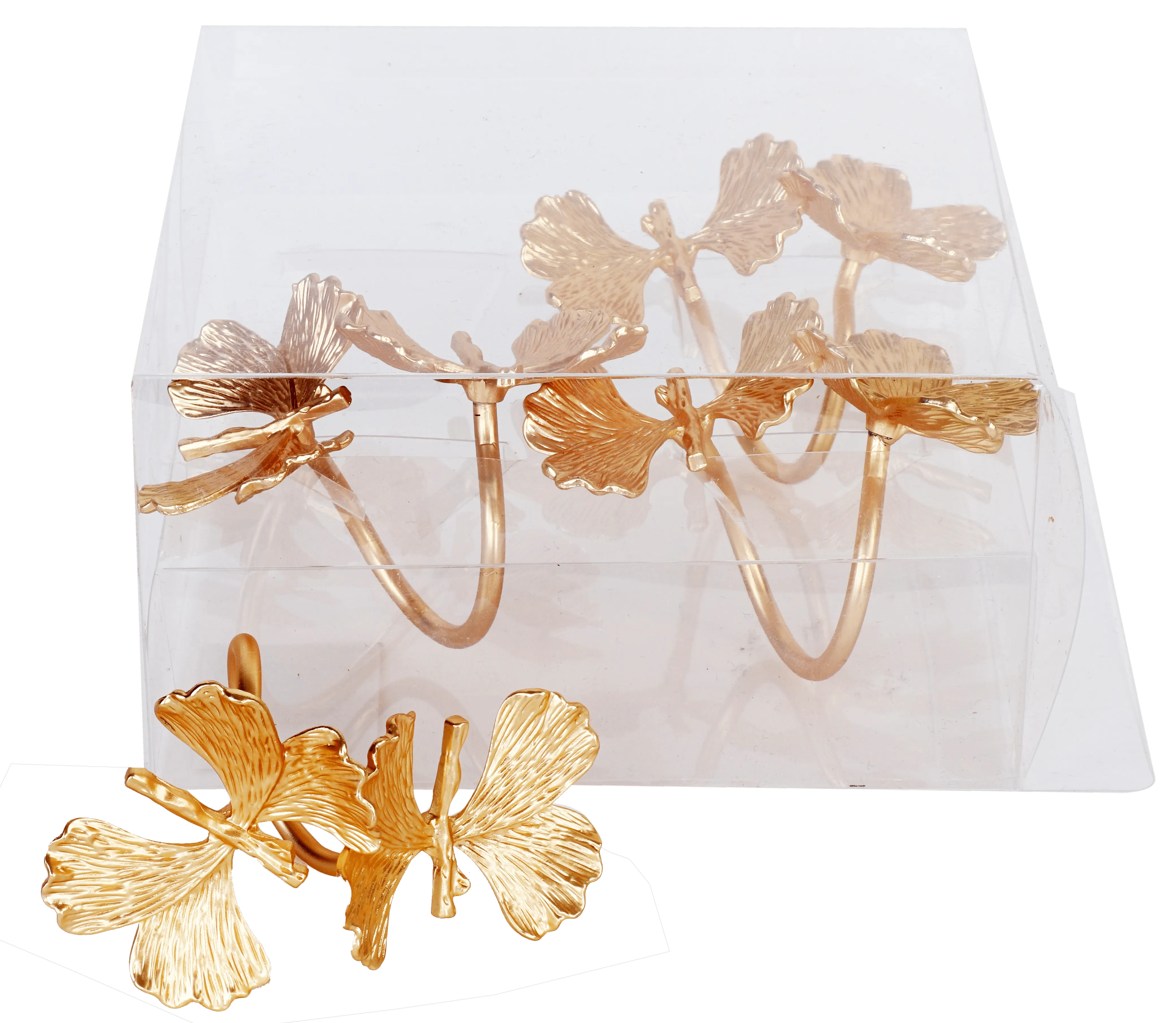 Gold Butterflies Napkin Ring set of 4/pvc box,