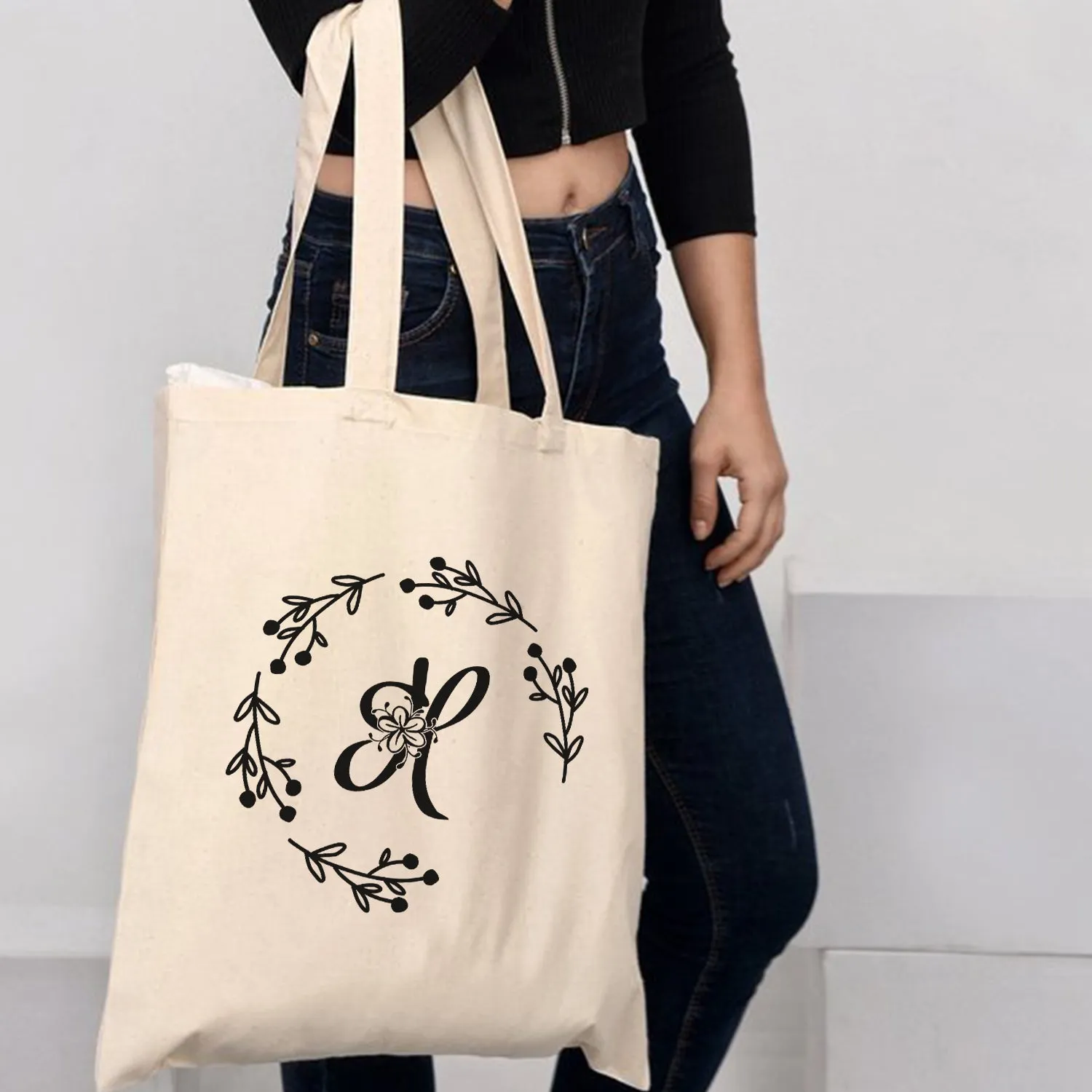 ''H'' Letter Initial Canvas Tote Bag - Initials Bags