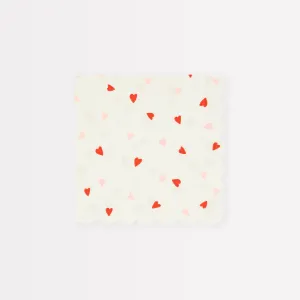 Heart Pattern Small Napkins (x 16)