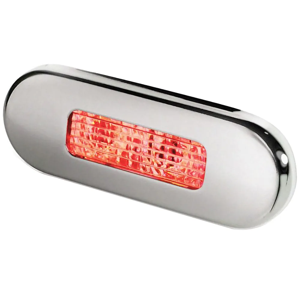 Hella Marine Surface Mount Oblong LED Courtesy Lamp - Red LED - Stainless Steel Bezel