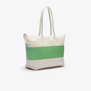 LACOSTE L.12.12 Colorblock Perforated Canvas Zip Tote Bag