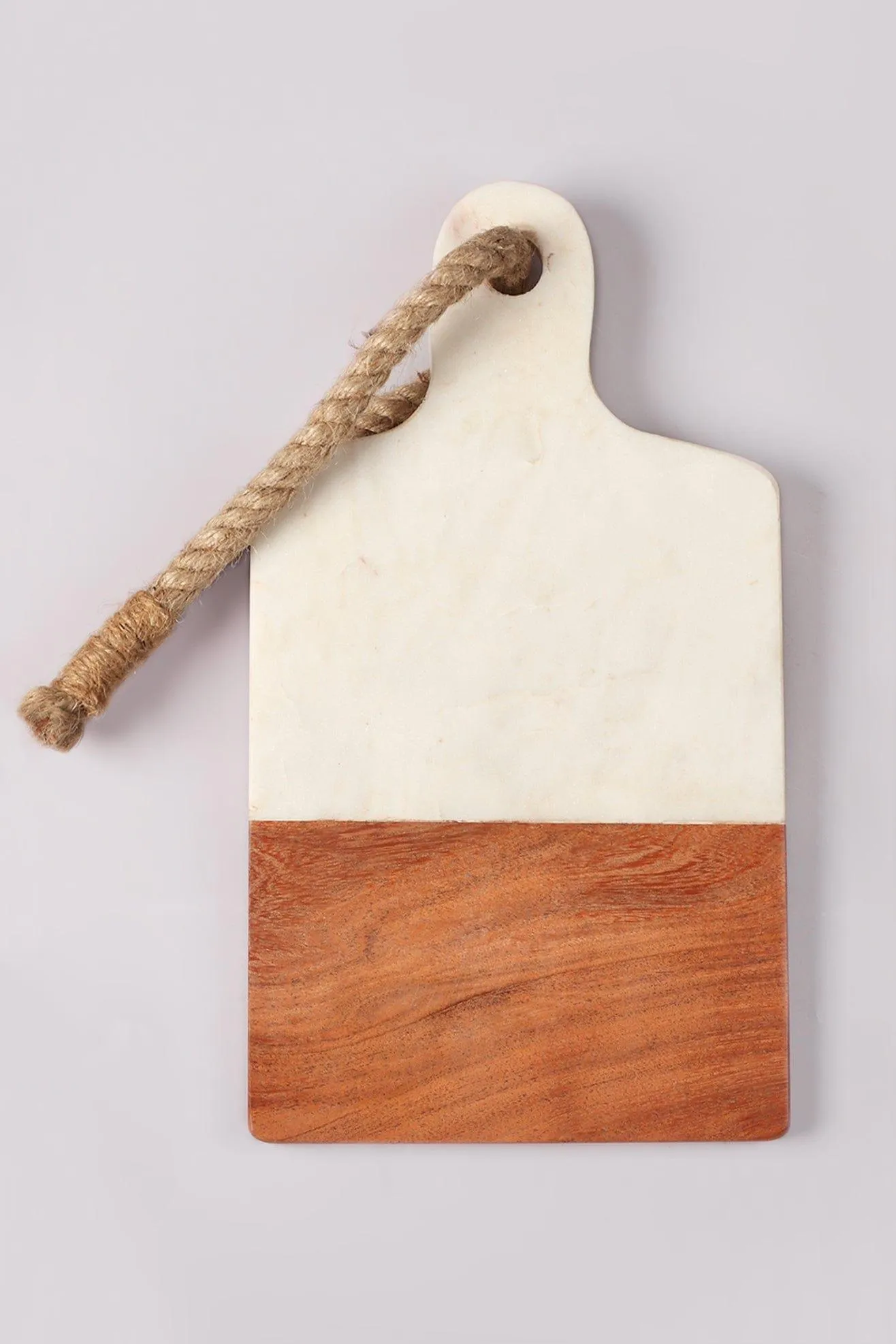 Large White Marble and Wood Chunky Chopping and Charcuterie Board