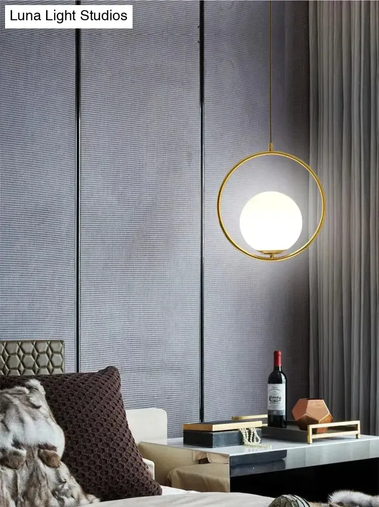 LED Creative Art Glass Ball Pendant Lights Modern Hanging Lamp E27 Black Gold Restaurant Bedroom Home Lighting Decorative