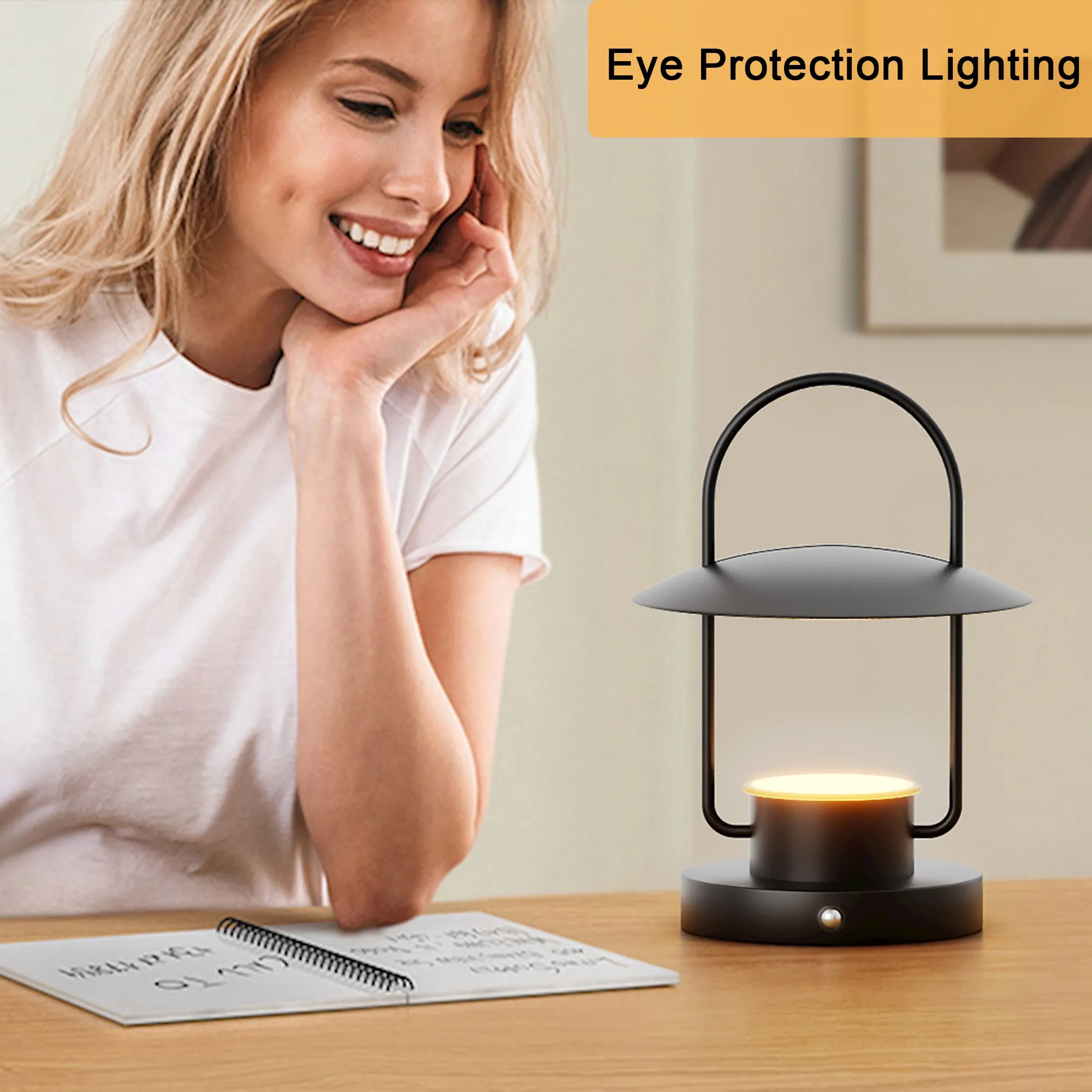 LED Desk Lamp, Black Hanging Lamp, Portable Table Light, USB Charging, Acrylic Table Lamp Can Be Used For Indoor / Outdoor / Camping / Travel