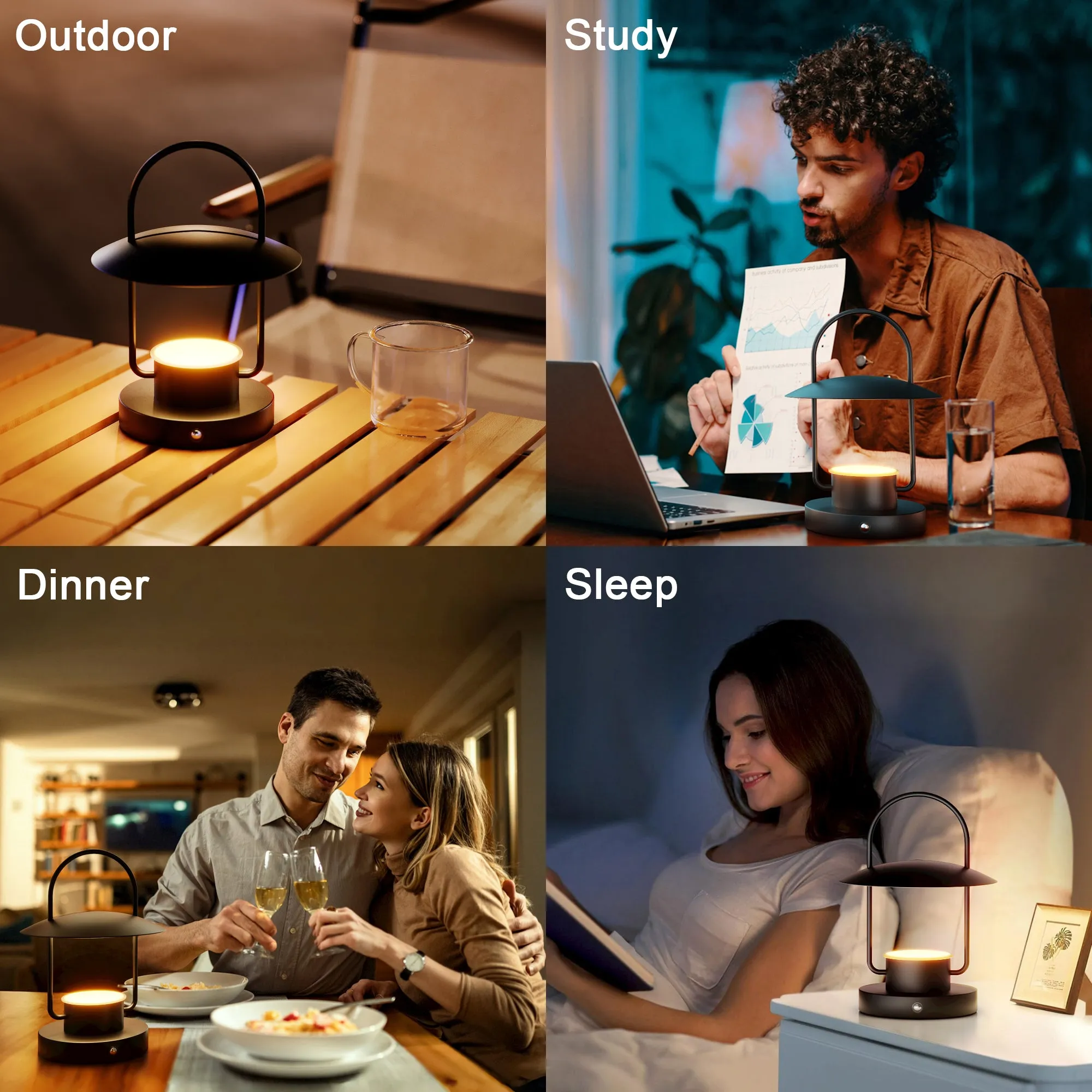 LED Desk Lamp, Black Hanging Lamp, Portable Table Light, USB Charging, Acrylic Table Lamp Can Be Used For Indoor / Outdoor / Camping / Travel