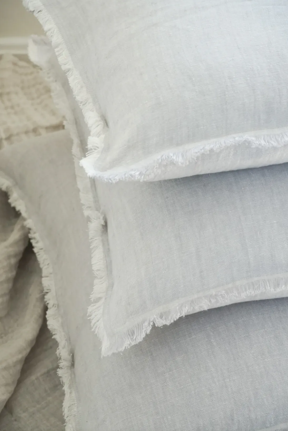 Light Grey Crossdye Linen Pillows