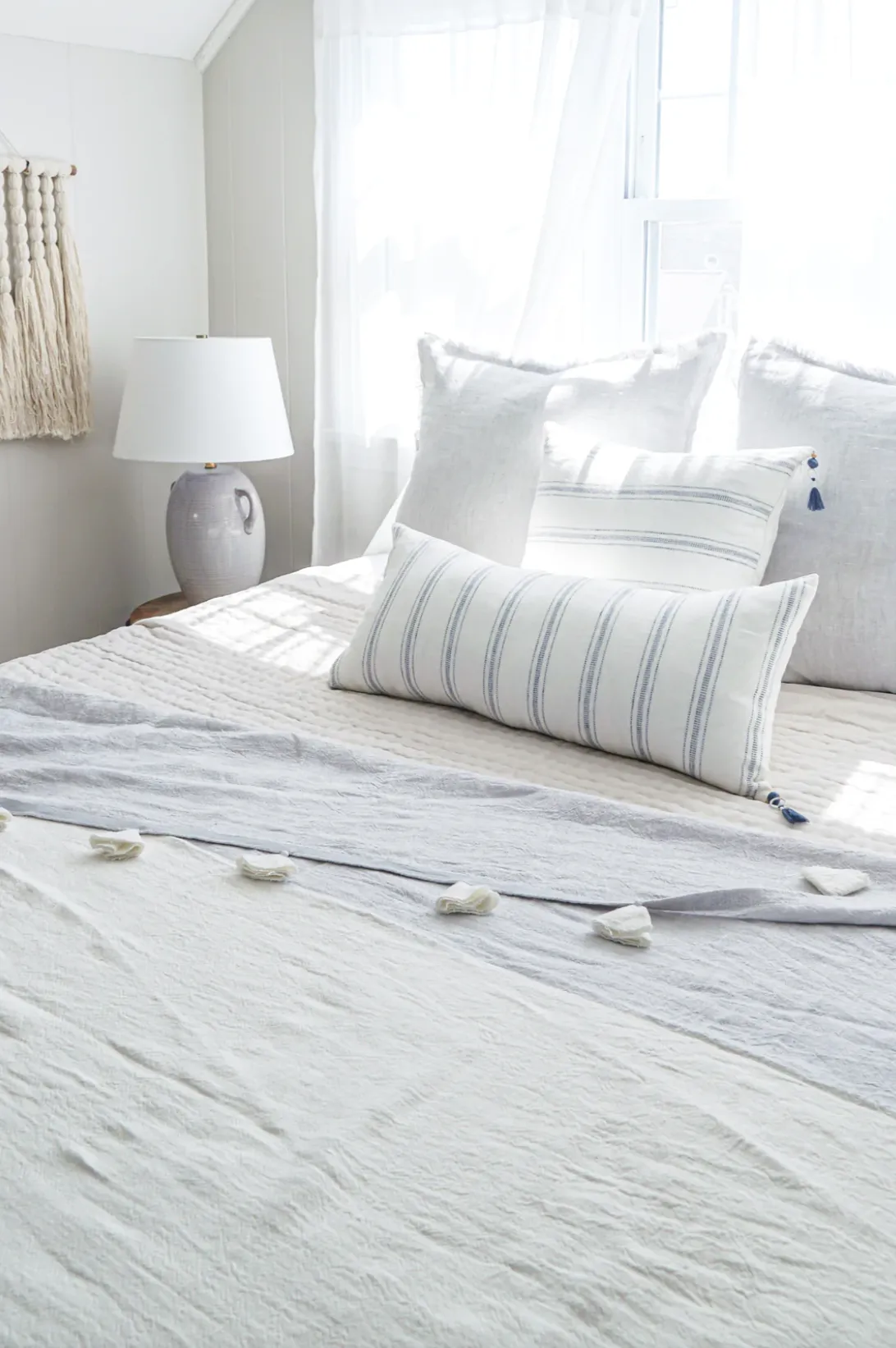 Light Grey Crossdye Linen Pillows