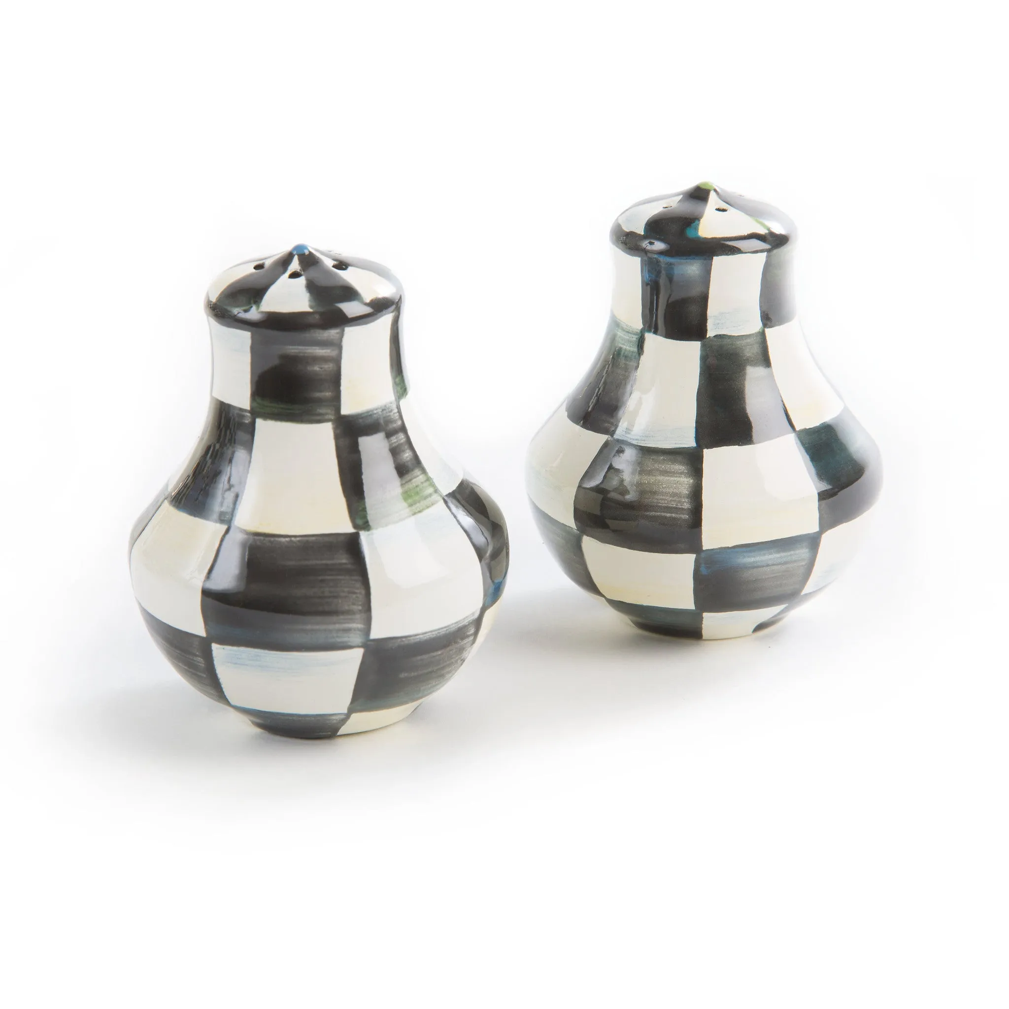 MacKenzie Childs Courtly Check Enamel Salt & Pepper Shakers