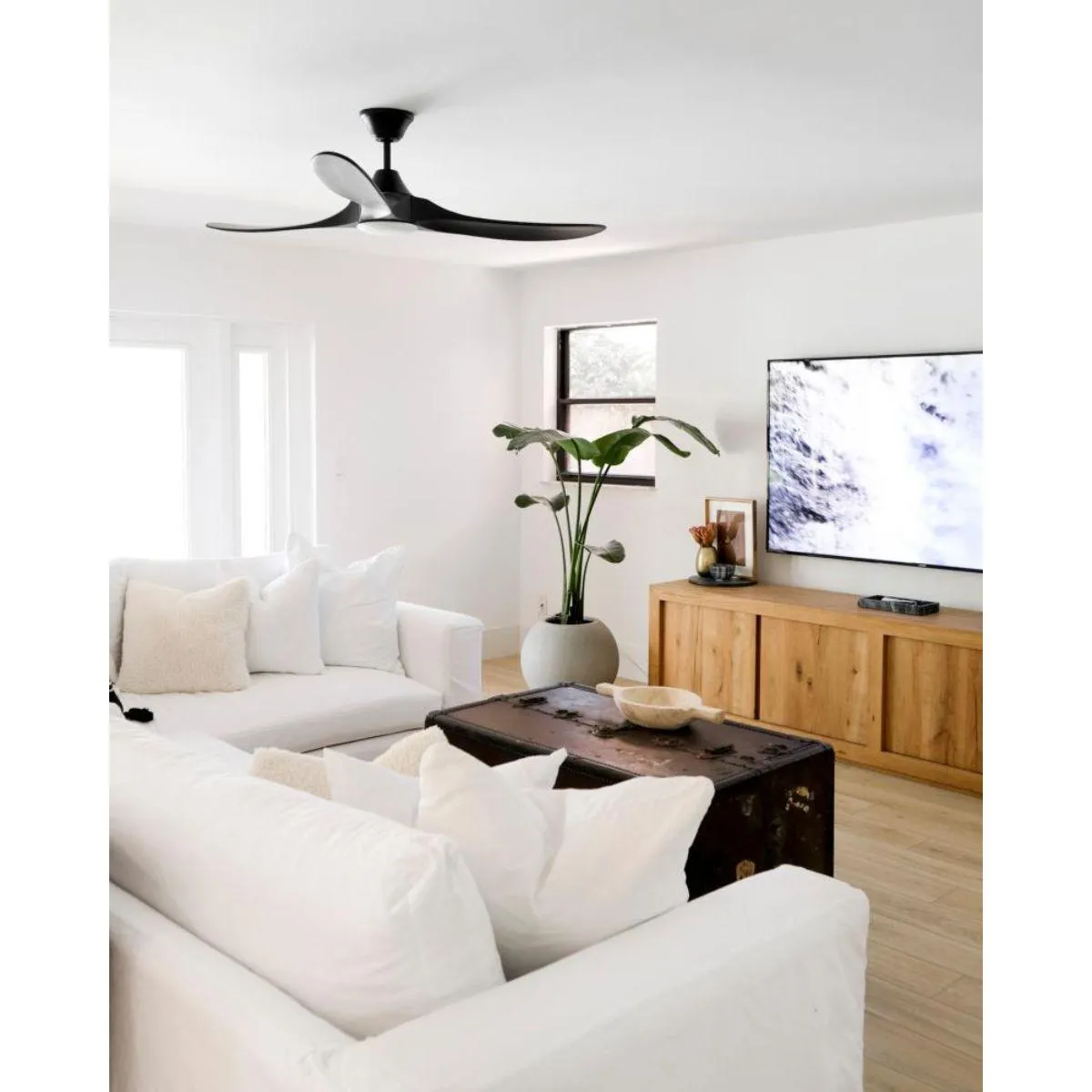 Maverick 60 Inch Black 3-Blade LED Ceiling Fan with Light and Remote