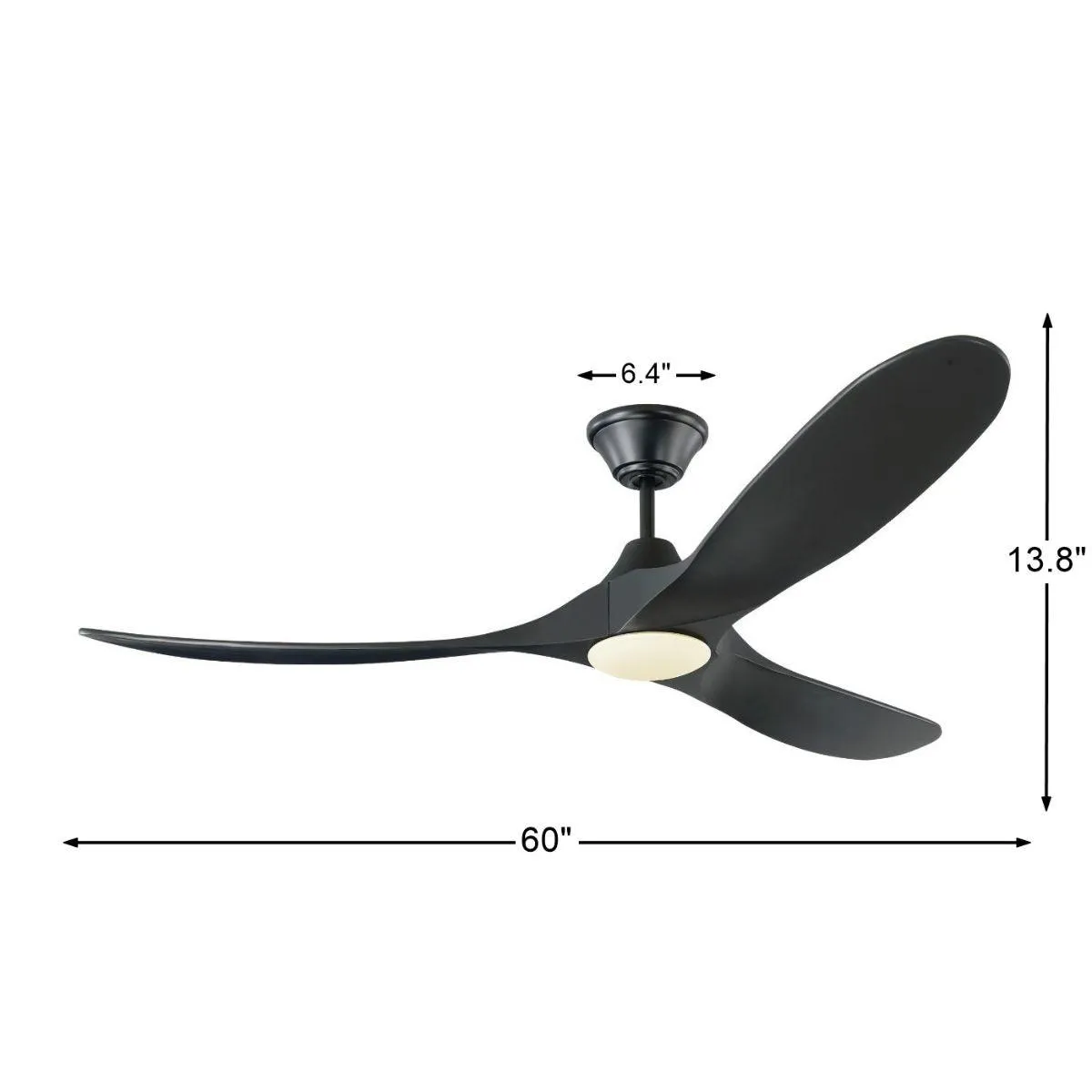 Maverick 60 Inch Black 3-Blade LED Ceiling Fan with Light and Remote