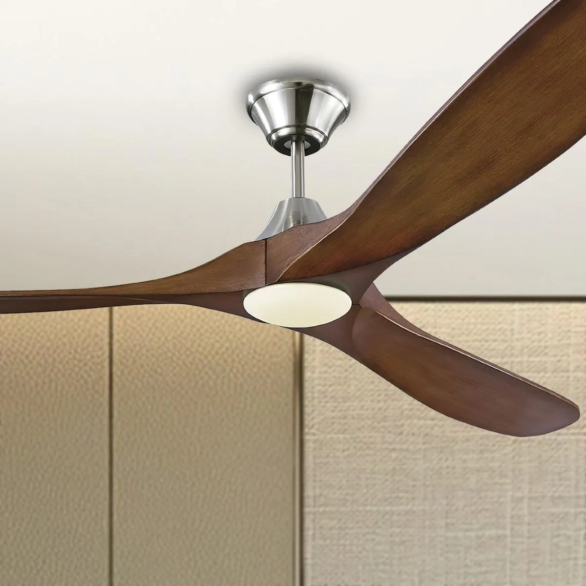 Maverick Max 70 Inch Steel and Koa LED Large Ceiling Fan with Light and Remote