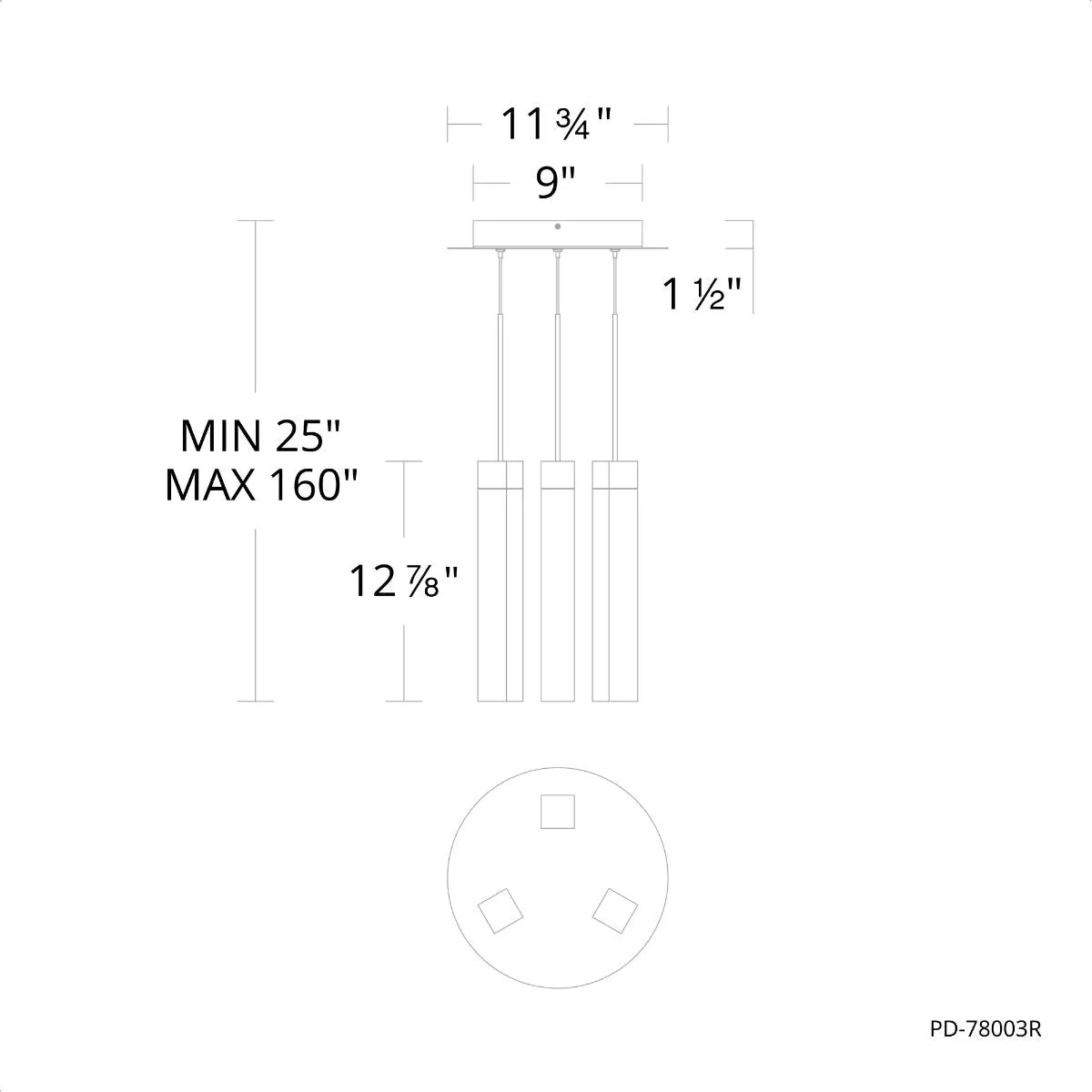 Minx 13 in. 3 Lights LED Pendant Light Brass finish