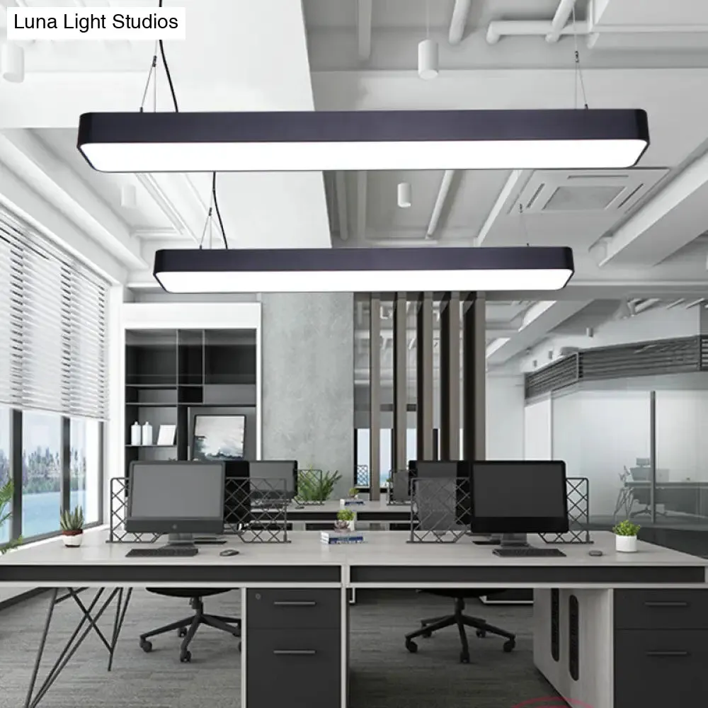 Modern Rectangle LED Pendant Light for Offices with Acrylic Diffuser