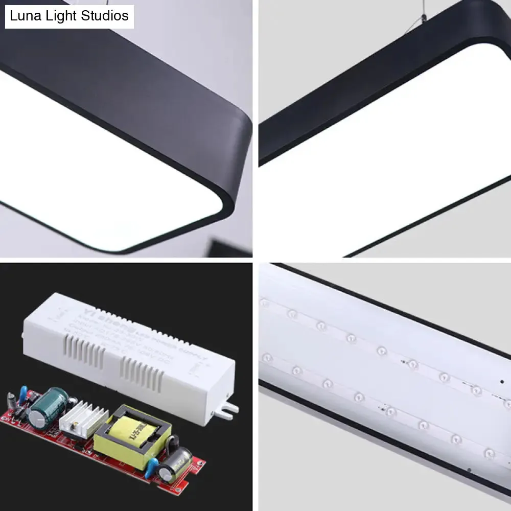 Modern Rectangle LED Pendant Light for Offices with Acrylic Diffuser