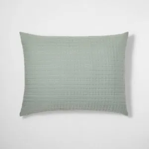 New - Casaluna Coverlet Sham Cotton-Lyocell Blend Matelasse Striped Soft, Green, King