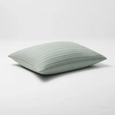 New - Casaluna Coverlet Sham Cotton-Lyocell Blend Matelasse Striped Soft, Green, King