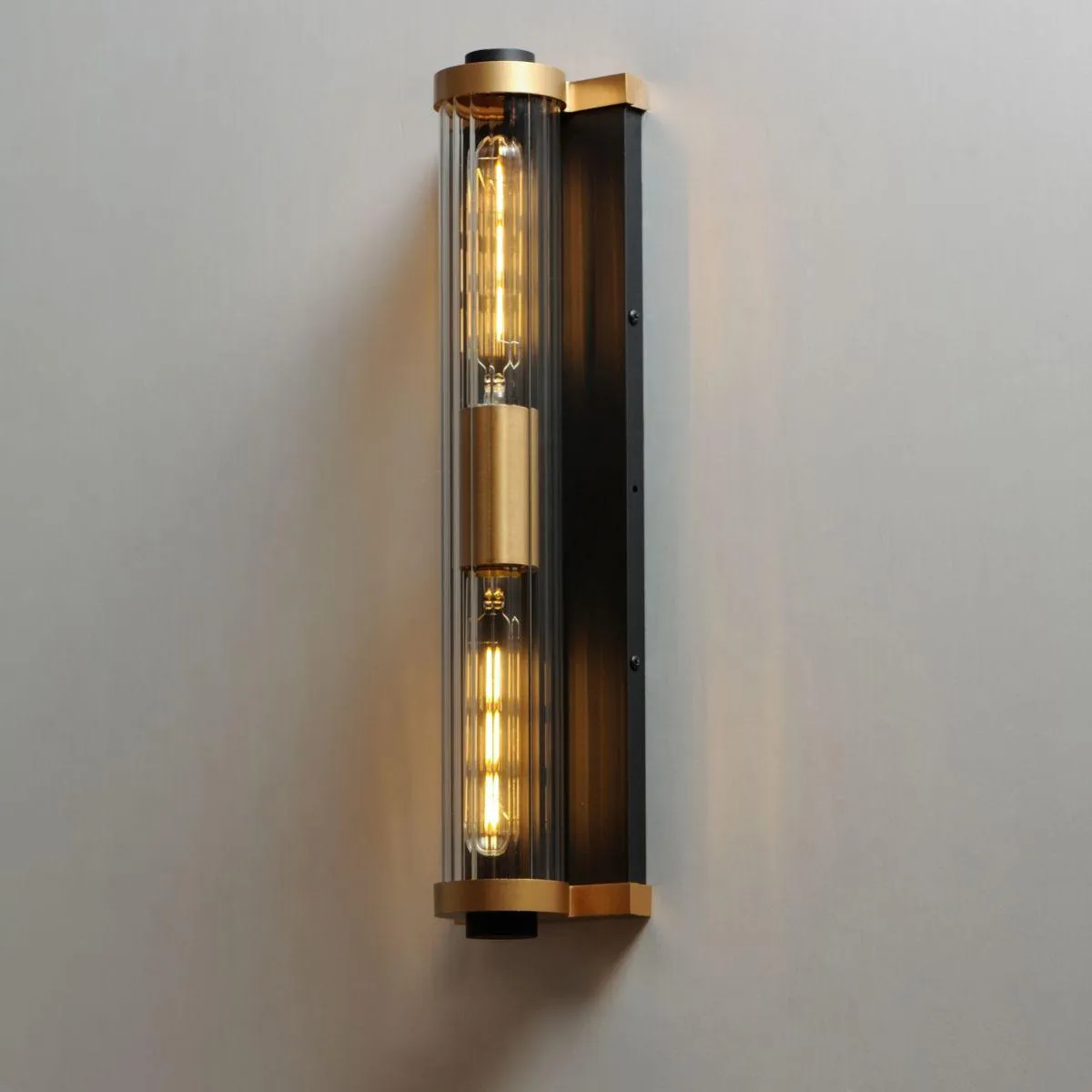 Opulent 20 in. 2 Lights Outdoor Wall Sconce Black and antique brass Finish