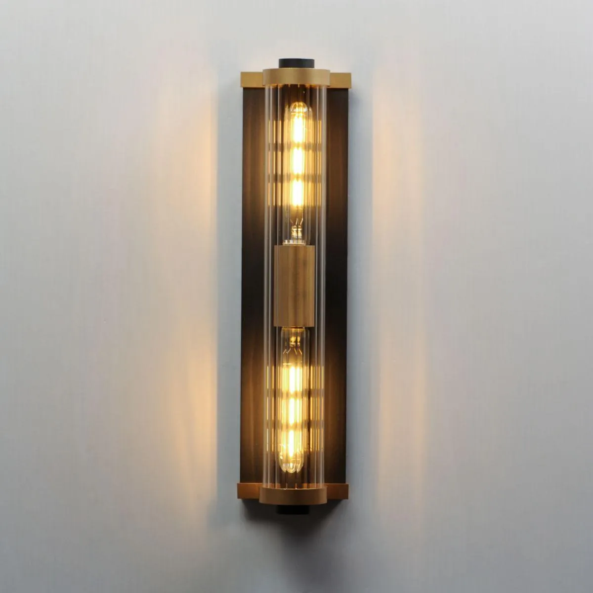 Opulent 20 in. 2 Lights Outdoor Wall Sconce Black and antique brass Finish