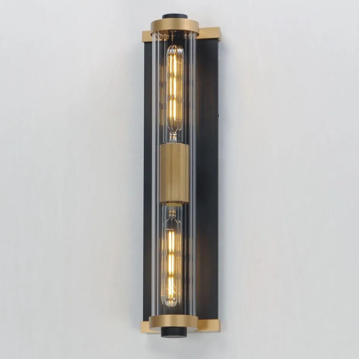 Opulent 20 in. 2 Lights Outdoor Wall Sconce Black and antique brass Finish