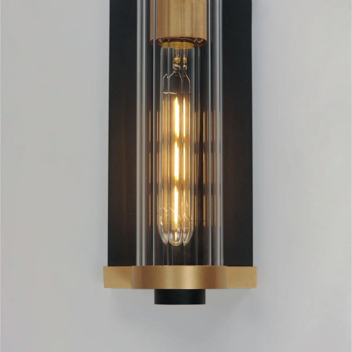 Opulent 20 in. 2 Lights Outdoor Wall Sconce Black and antique brass Finish