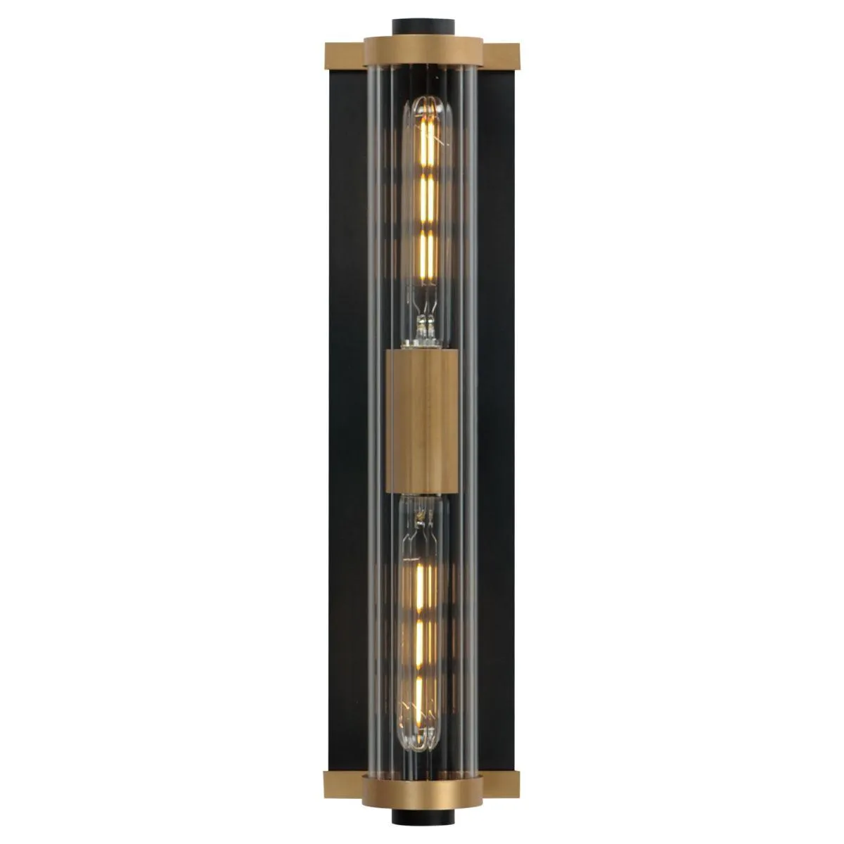 Opulent 20 in. 2 Lights Outdoor Wall Sconce Black and antique brass Finish