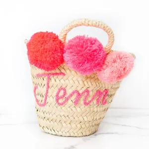 Personalized Pink Pom Pom Tote