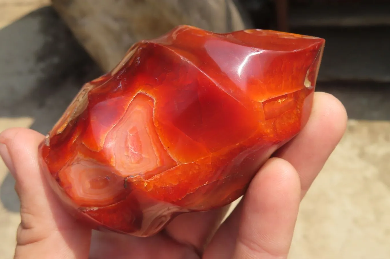 Polished Carnelian Flame Sculptures x 6 From Madagascar