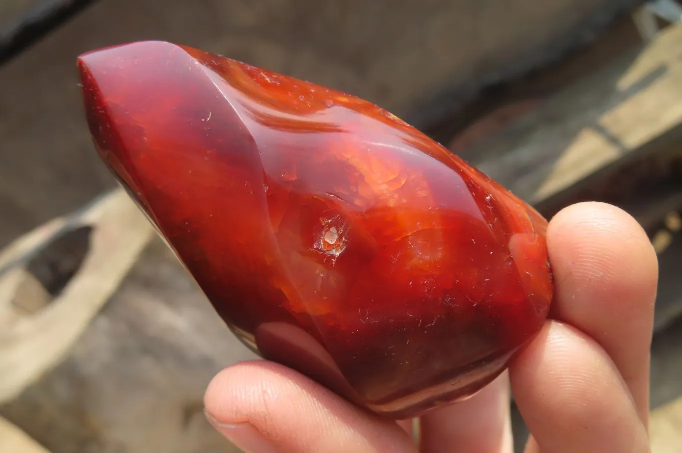 Polished Carnelian Flame Sculptures x 6 From Madagascar