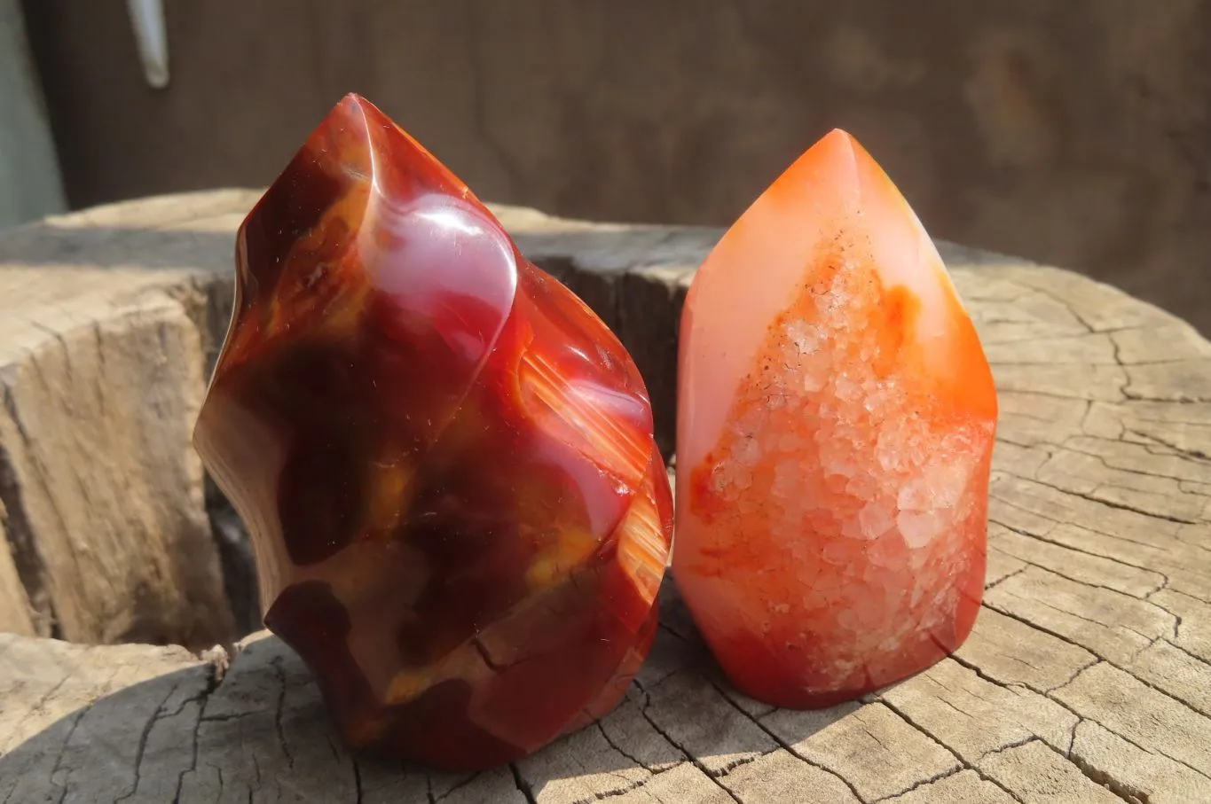 Polished Carnelian Flame Sculptures x 6 From Madagascar