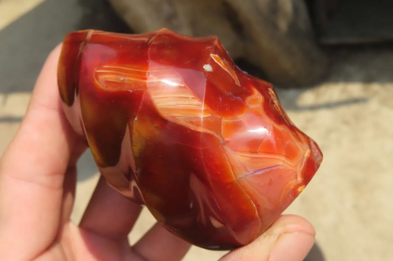 Polished Carnelian Flame Sculptures x 6 From Madagascar