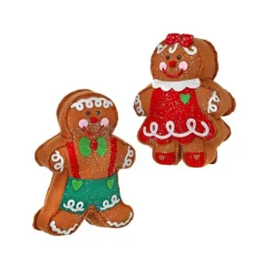 Regency 13"Frost Felt Gingerbread Boy/Girl Tablepiece, Set Of 2, Assortment.