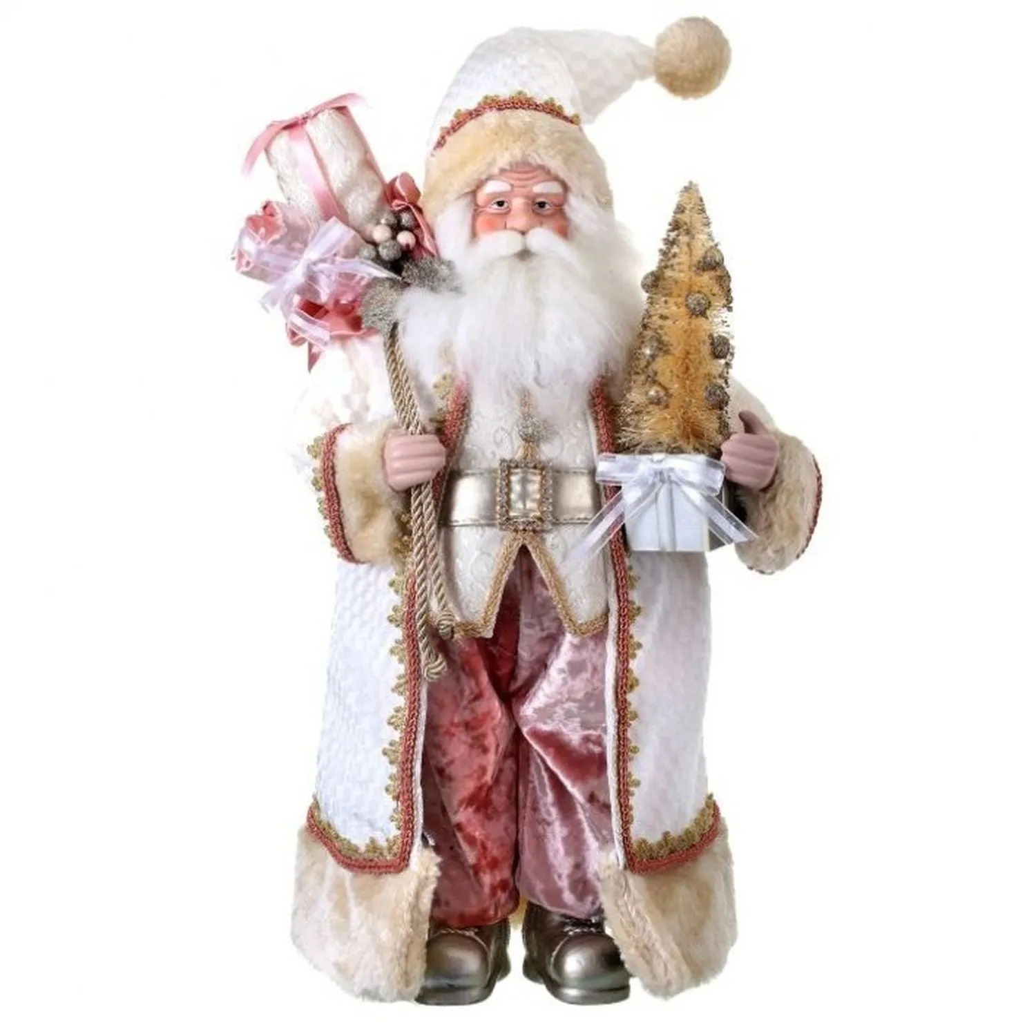 Regency International 21" Pink Champagne Santa With  Sack And Tree