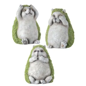 Regency Resin See/Hear/Speak Hedgehog 6" Outdoor OK, Set Of 3, Assortment