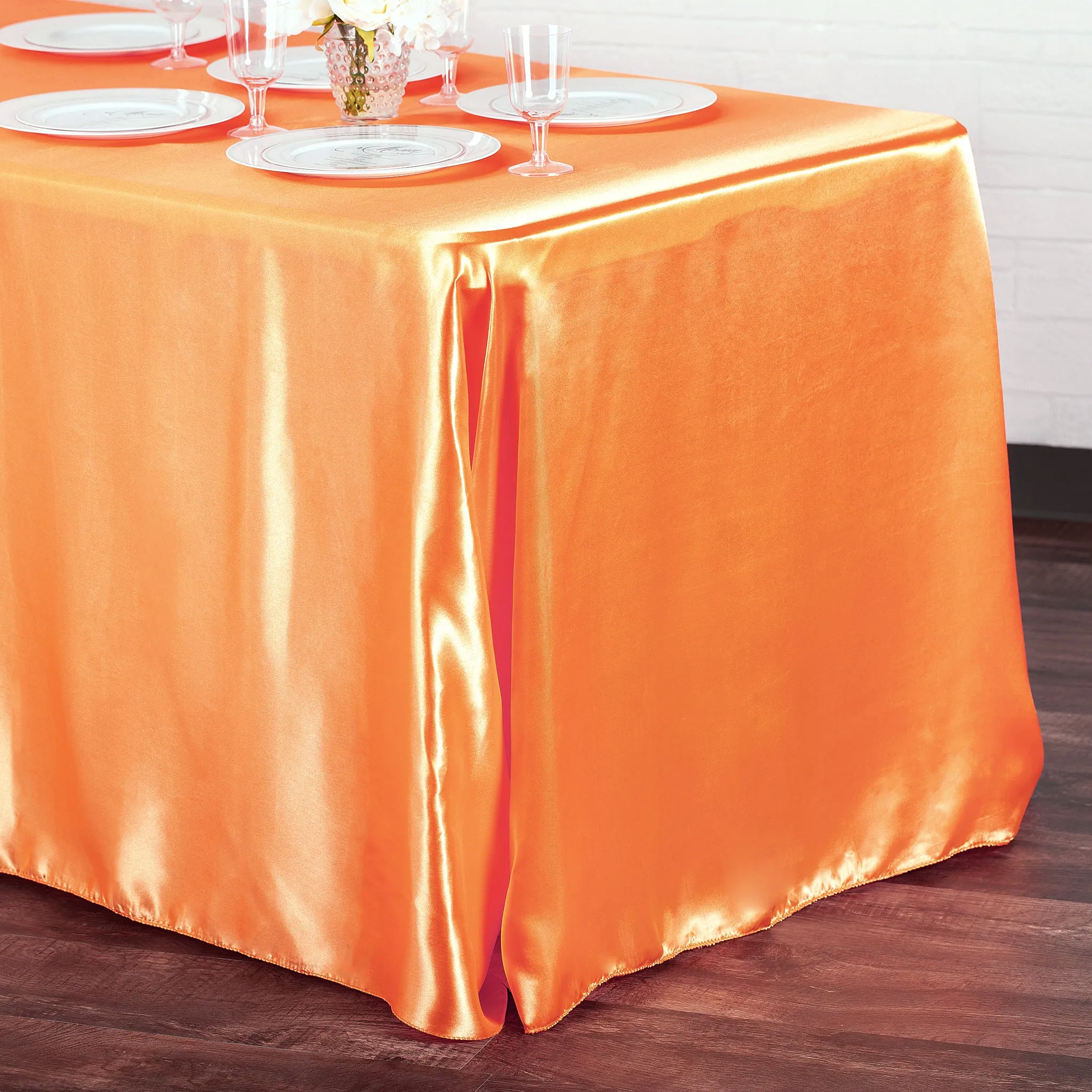 Satin Rectangular 90"x132" Tablecloth - Orange