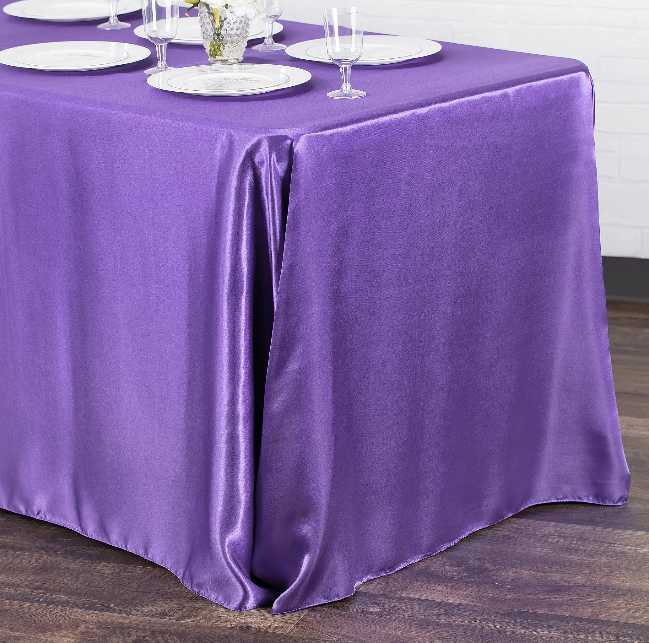 Satin Rectangular 90"x132" Tablecloth - Purple