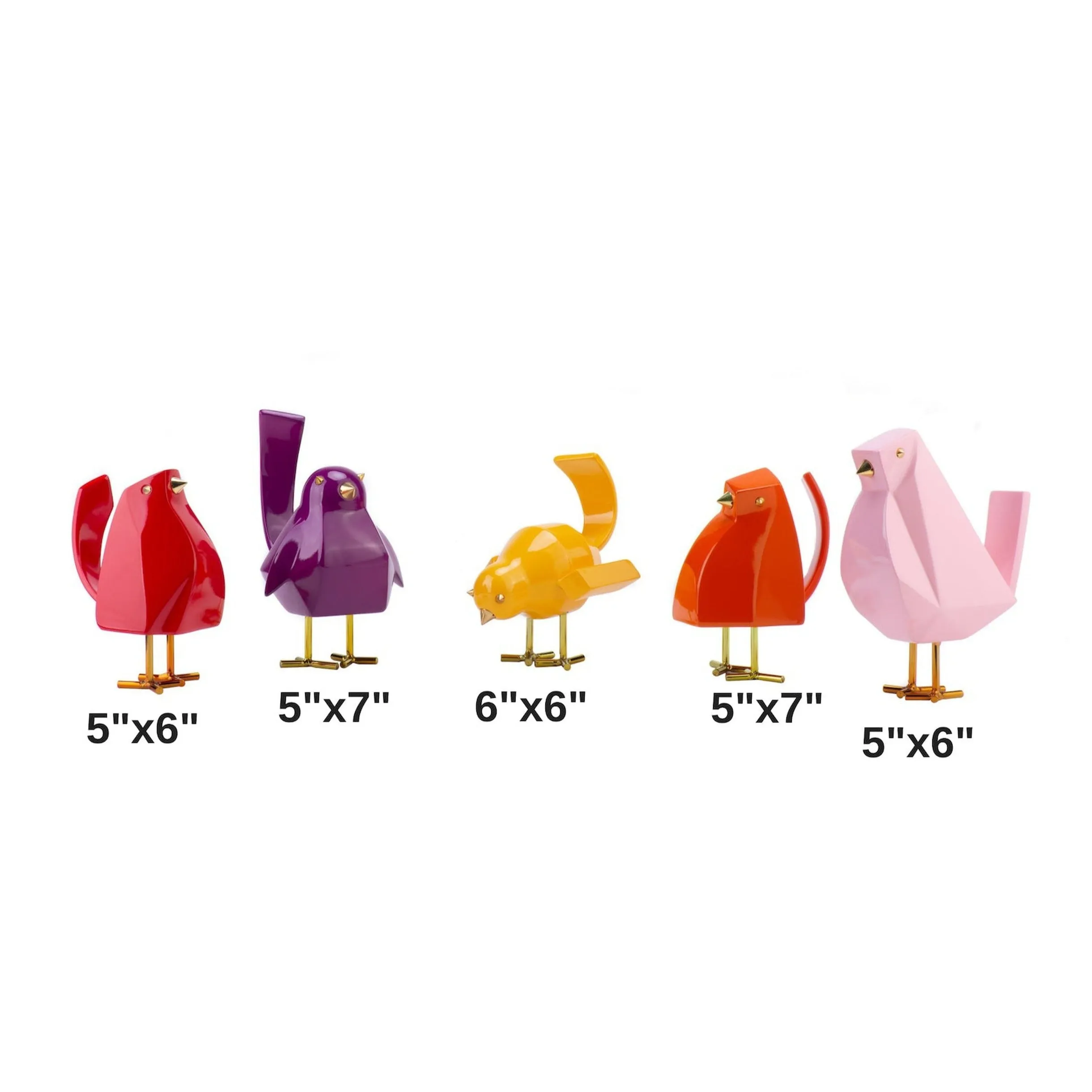 Set of Five Bird Sculptures // Multi-Color