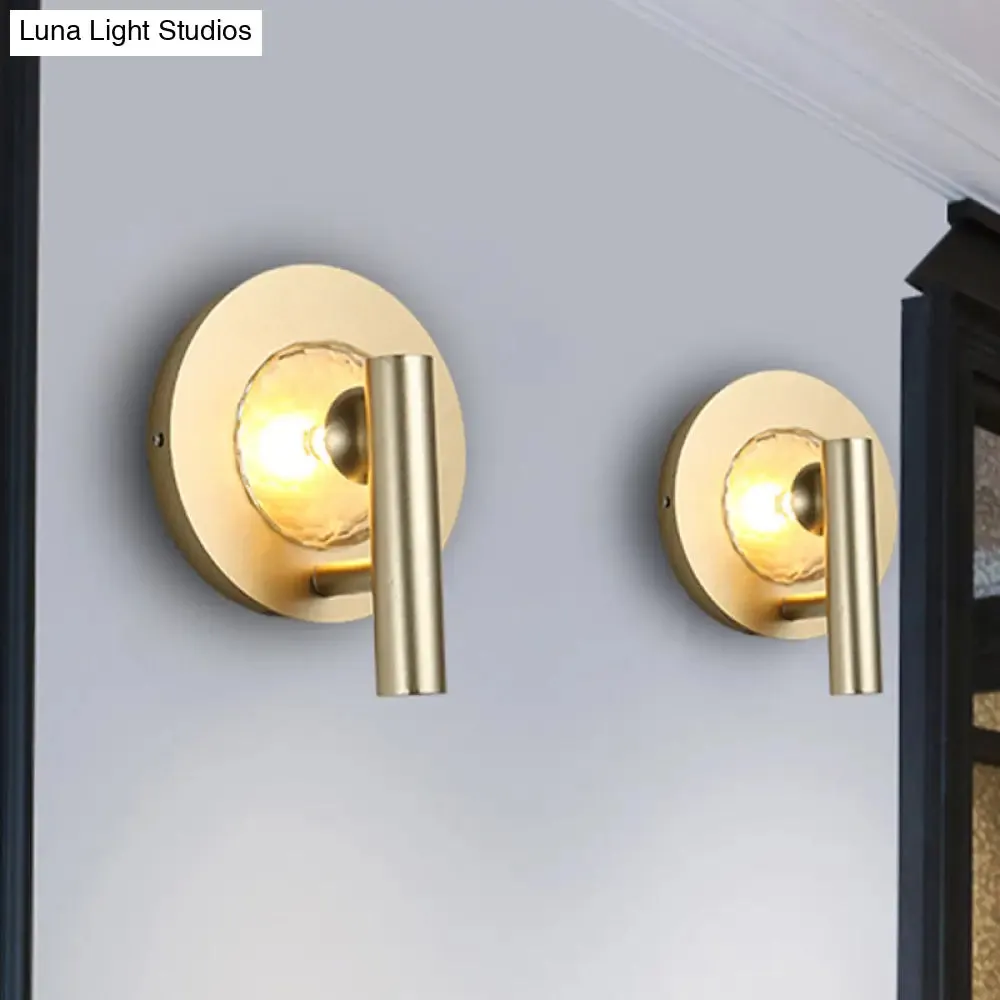 Sleek Gold Cylinder Wall Mount Light: 1-Head LED Sconce Fixture for Foyer