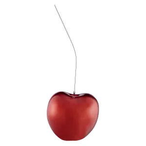 Small Metallic Red Cherry Sculpture 18" Tall