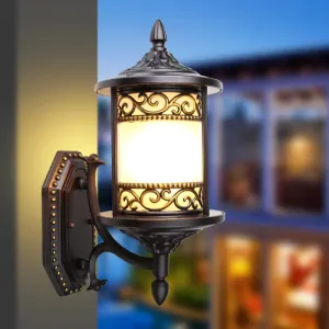 Swoop Opal Glass Sconce Lamp - Countryside Single Head Wall Light (Dark Coffee)