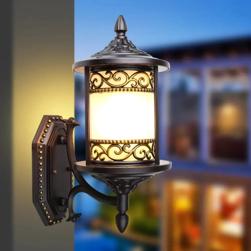 Swoop Opal Glass Sconce Lamp - Countryside Single Head Wall Light (Dark Coffee)