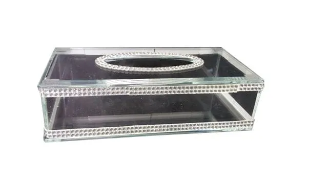 Tissue Box Crystal With Silver Stones`